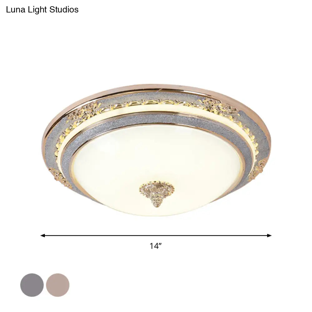 Sleek Glass Apricot Ceiling Lamp - Led Flush Mount Light Bowl-Shape Simplicity 14/16/19.5 Dia