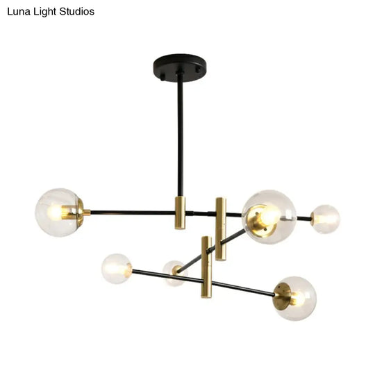 Sleek Glass Chandelier With Adjustable Rod Arm – Stylish Bedroom Lighting Fixture