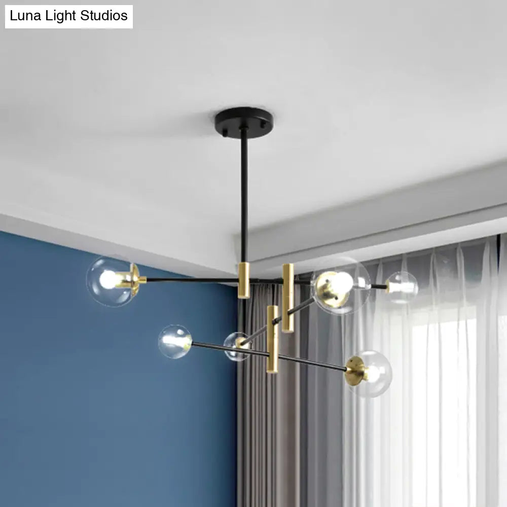 Sleek Glass Chandelier With Adjustable Rod Arm – Stylish Bedroom Lighting Fixture