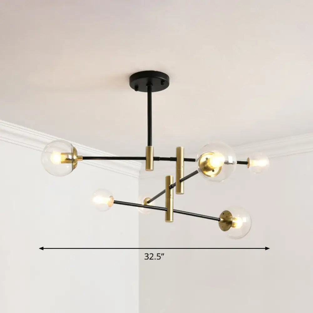 Sleek Glass Chandelier With Adjustable Rod Arm – Stylish Bedroom Lighting Fixture 6 / Clear