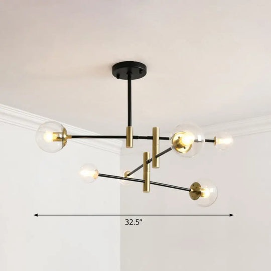 Sleek Glass Chandelier With Adjustable Rod Arm – Stylish Bedroom Lighting Fixture 6 / Clear