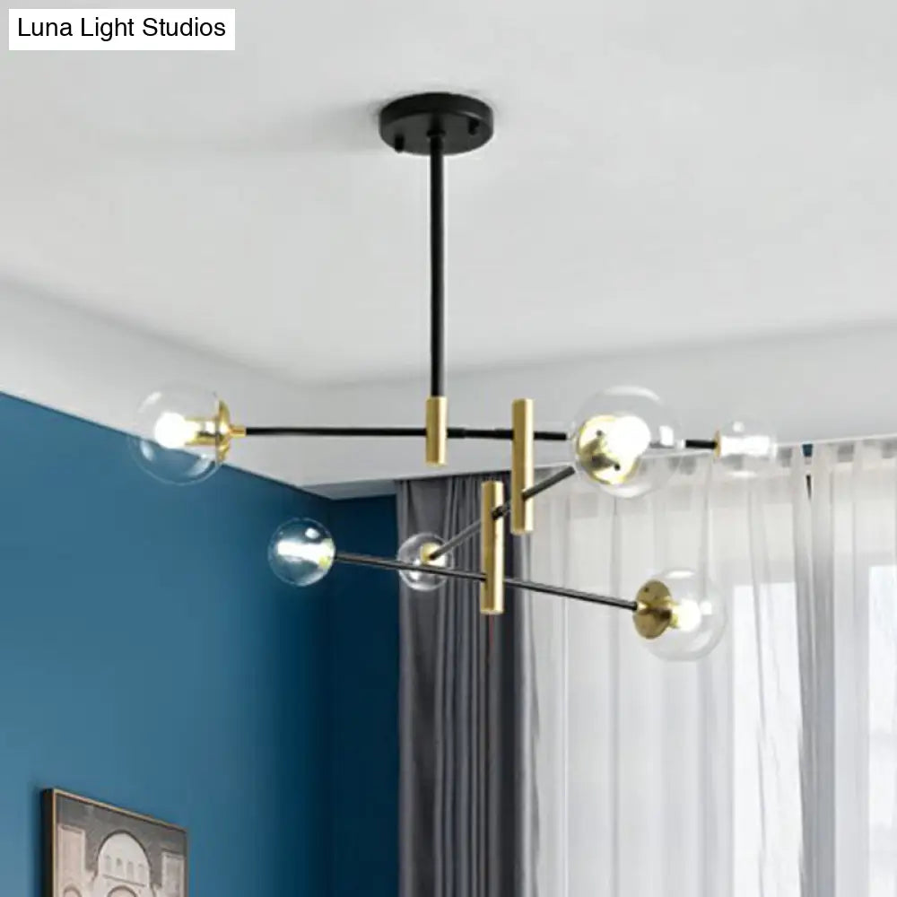 Sleek Glass Chandelier With Adjustable Rod Arm – Stylish Bedroom Lighting Fixture