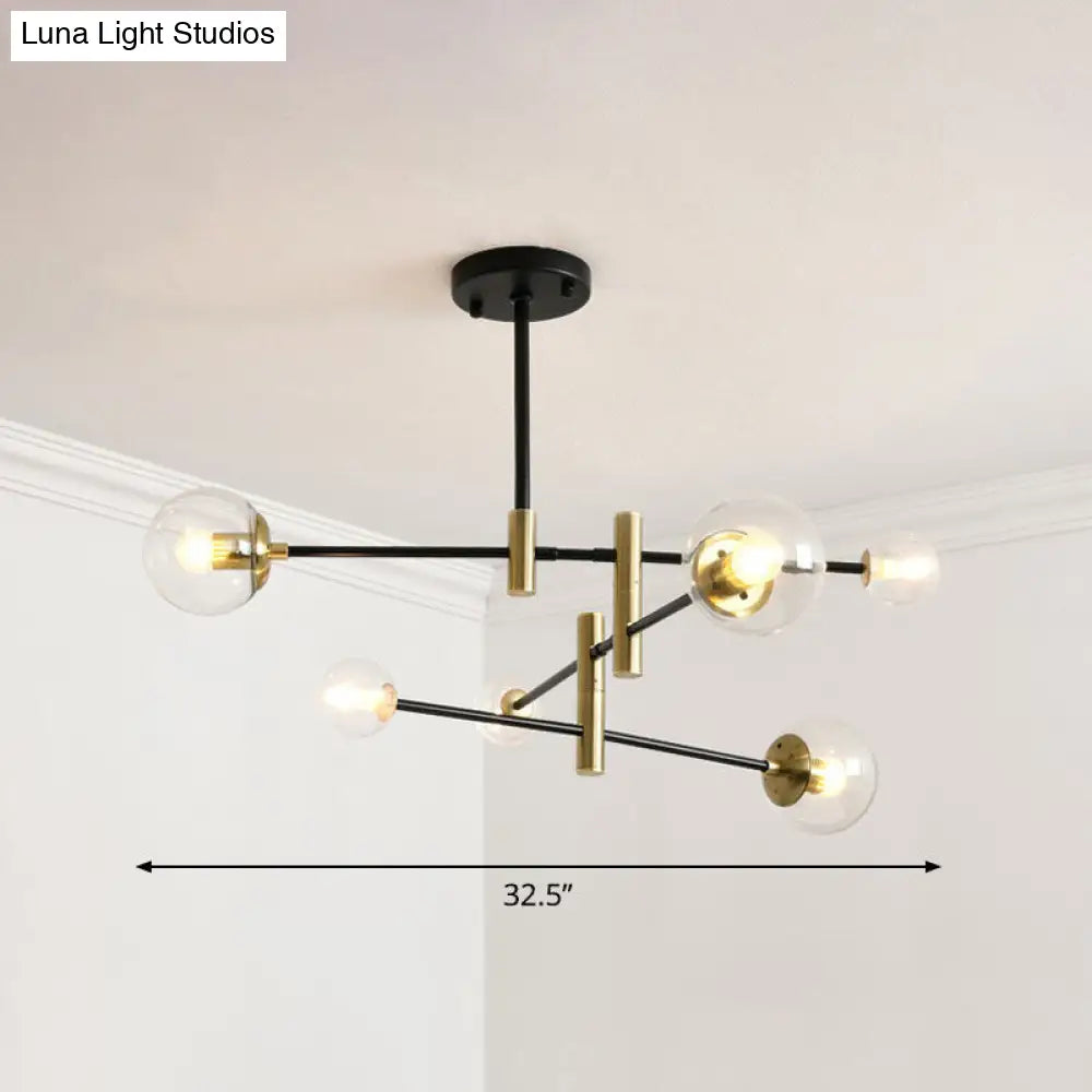 Sleek Glass Bedroom Chandelier With Rotatable Rod Arm Simplicity Collection 6 / Clear