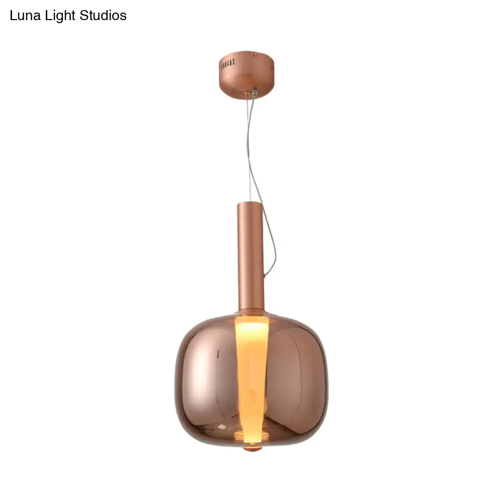 Minimalist Glass Suspension Pendant Light With Slender Neck Bottle Design Rose Gold