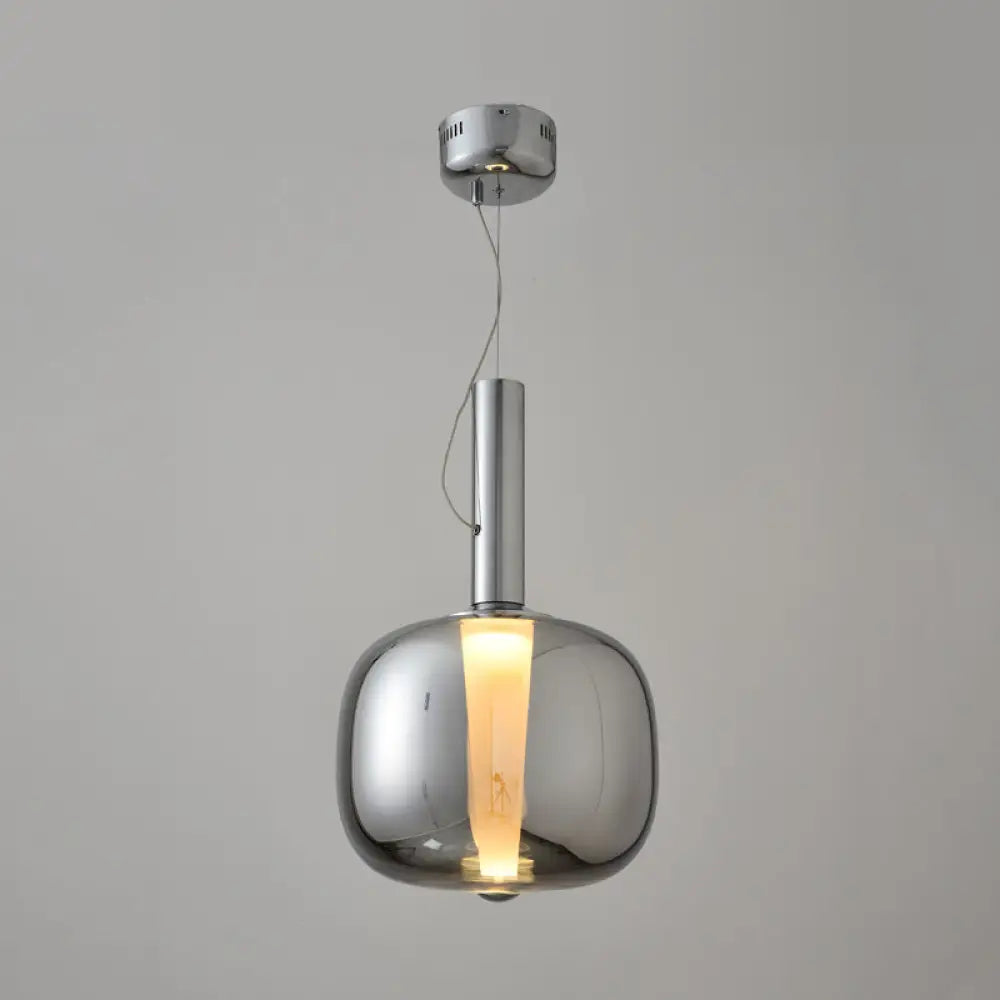 Sleek Glass Neck Hanging Lamp - Minimalist Single Pendant Light Kit Chrome