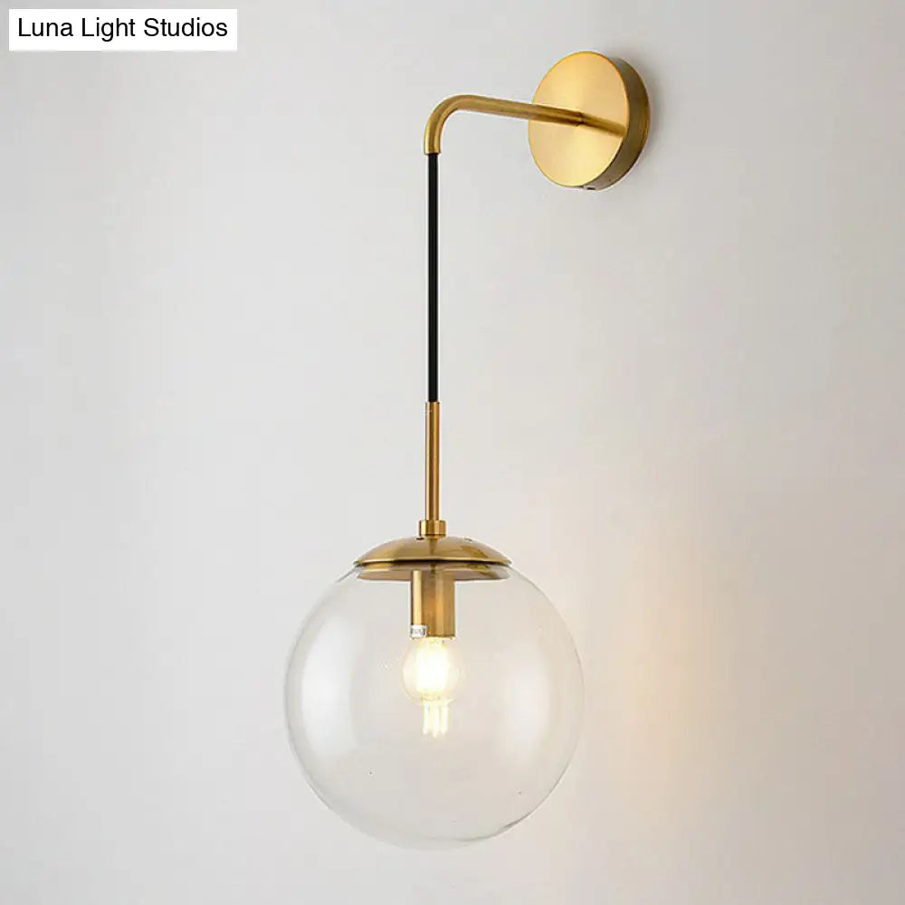 Sleek Glass Spherical Wall Sconce Light - Stylish Single Bulb Hanging Lighting For Living Room