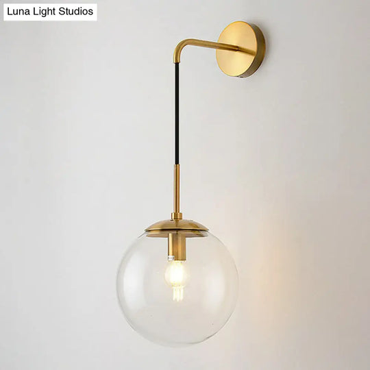 Sleek Glass Spherical Wall Sconce Light - Stylish Single Bulb Hanging Lighting For Living Room