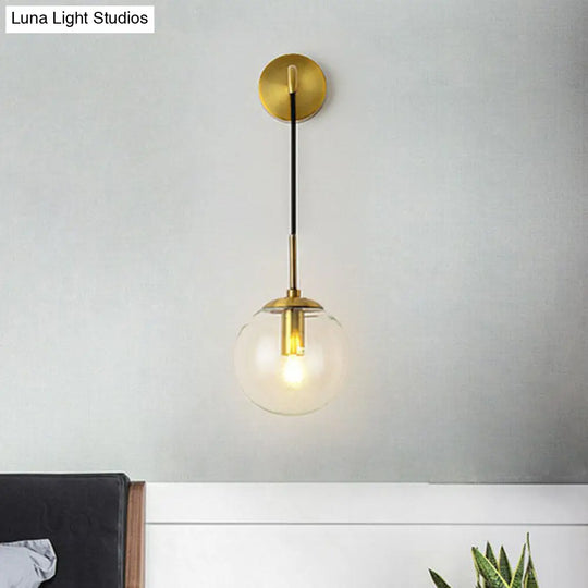 Sleek Glass Spherical Wall Sconce Light - Stylish Single Bulb Hanging Lighting For Living Room