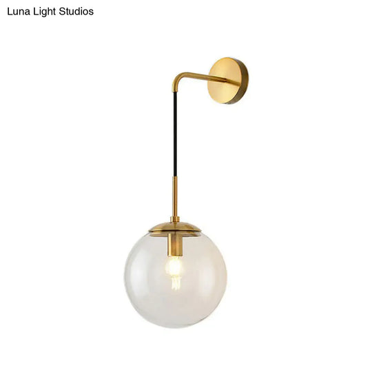 Sleek Glass Spherical Wall Sconce Light - Stylish Single Bulb Hanging Lighting For Living Room