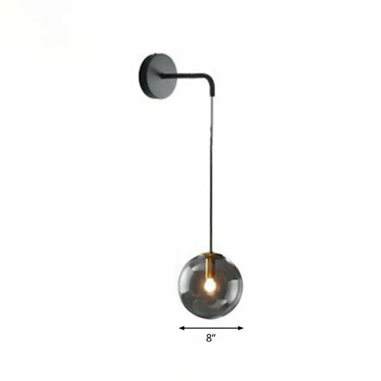 Sleek Glass Spherical Wall Sconce Light - Stylish Single Bulb Hanging Lighting For Living Room Black