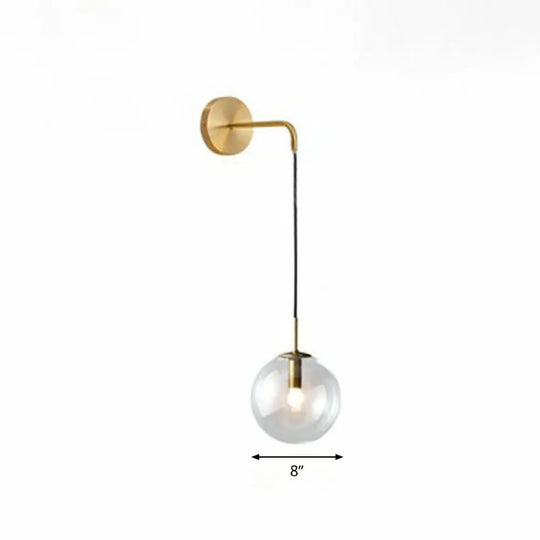 Sleek Glass Spherical Wall Sconce Light - Stylish Single Bulb Hanging Lighting For Living Room Gold