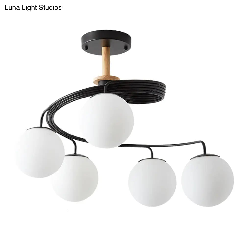 Sleek Globe Living Room Illumination: Ultra-Contemporary Milk Glass Semi-Flush Ceiling Light