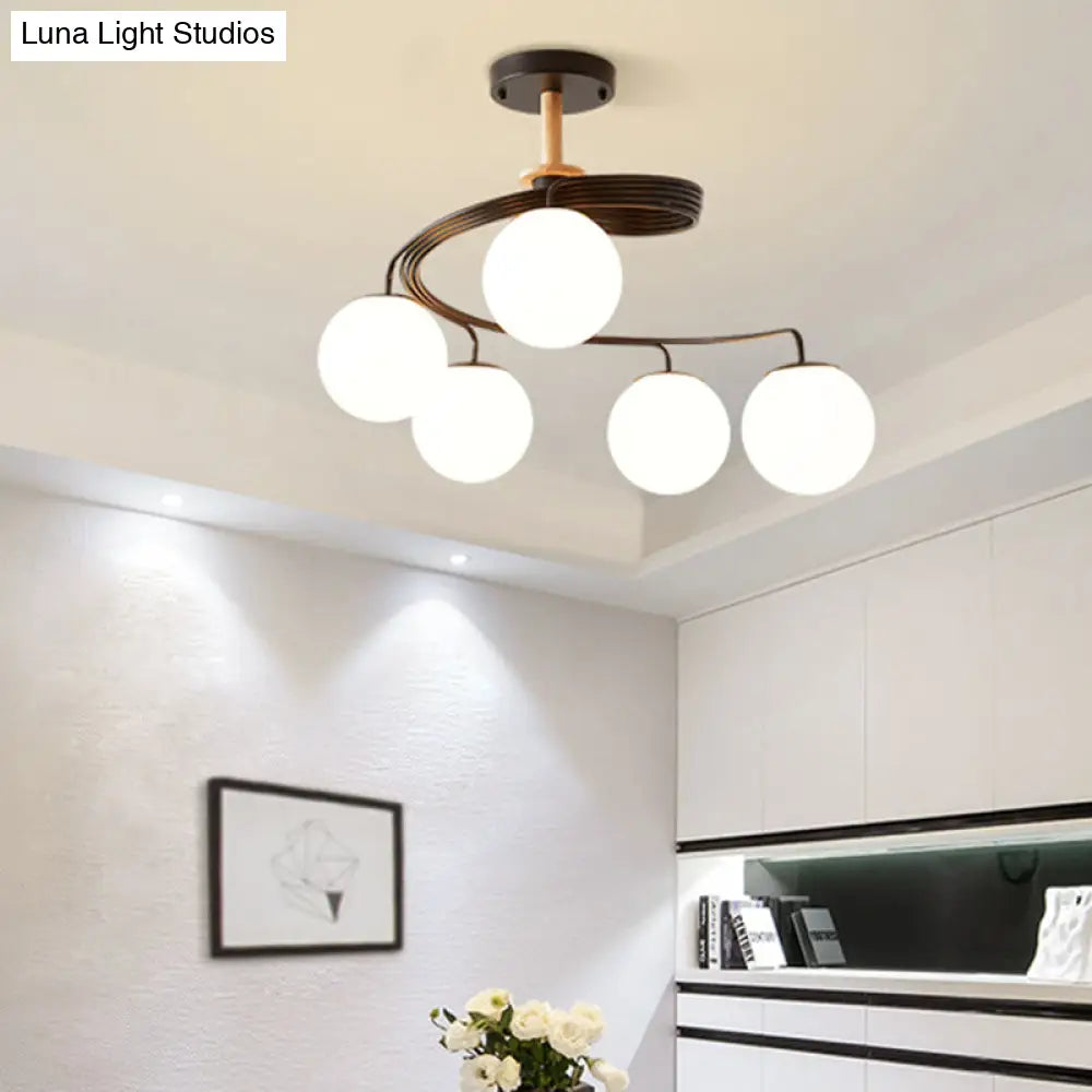 Sleek Globe Living Room Illumination: Ultra-Contemporary Milk Glass Semi-Flush Ceiling Light