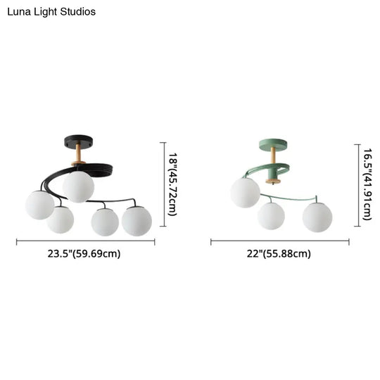 Sleek Globe Living Room Illumination: Ultra-Contemporary Milk Glass Semi-Flush Ceiling Light