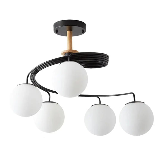 Sleek Globe Living Room Illumination: Ultra-Contemporary Milk Glass Semi-Flush Ceiling Light 5 /