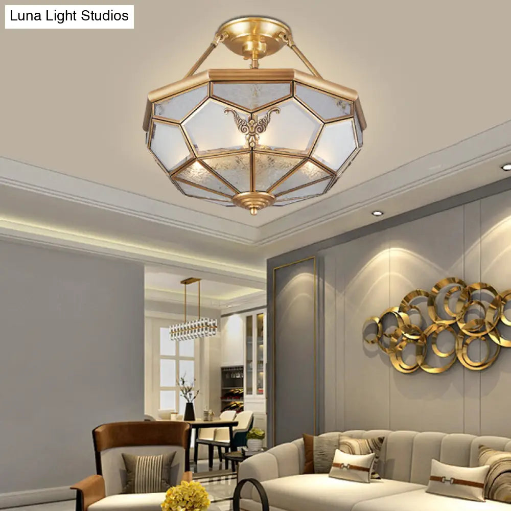 Sleek Gold Bowl - Shaped Metal Semi Flush Chandelier Ceiling Light - Simplicity Meets Elegance For