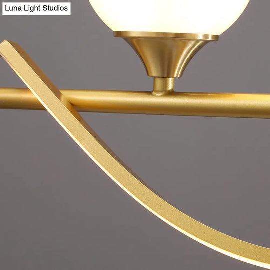 Sleek Gold Curves Pendant Light With Simplicity Led And Ball Shade