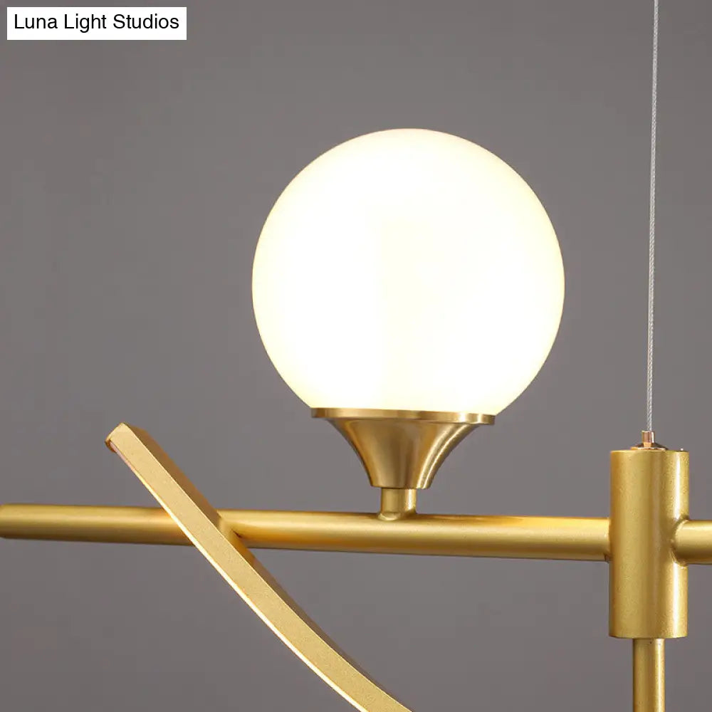 Sleek Gold Curves Pendant Light With Simplicity Led And Ball Shade