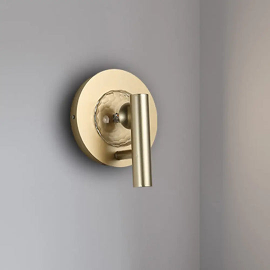 Sleek Gold Cylinder Wall Mount Light: 1-Head Led Sconce Fixture For Foyer