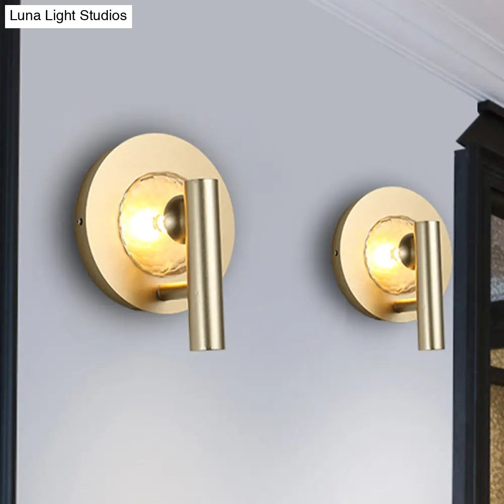 Sleek Gold Cylinder Wall Mount Light: 1-Head Led Sconce Fixture For Foyer