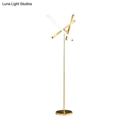 Sleek Gold Geometric Led Floor Lamp For Living Room