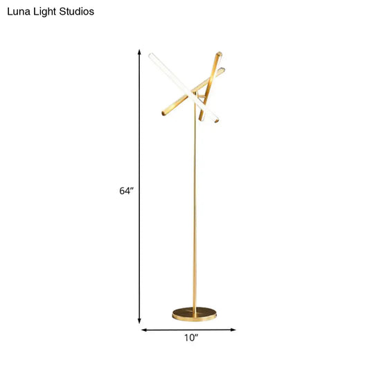 Sleek Gold Geometric Led Floor Lamp For Living Room