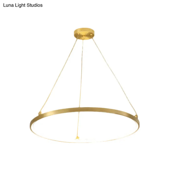 Sleek Gold Hoop Led Chandelier Pendant For Dining Room