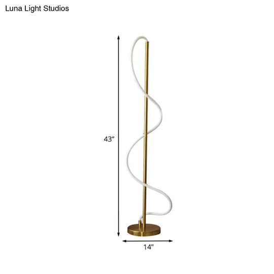 Sleek Gold Led Floor Lamp - Stylish Spiral Design For Warm/White Reading Light