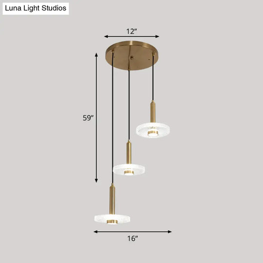 Sleek Gold Led Hanging Light Fixture For Bedroom - Simplicity Acrylic Shade Ceiling Lamp