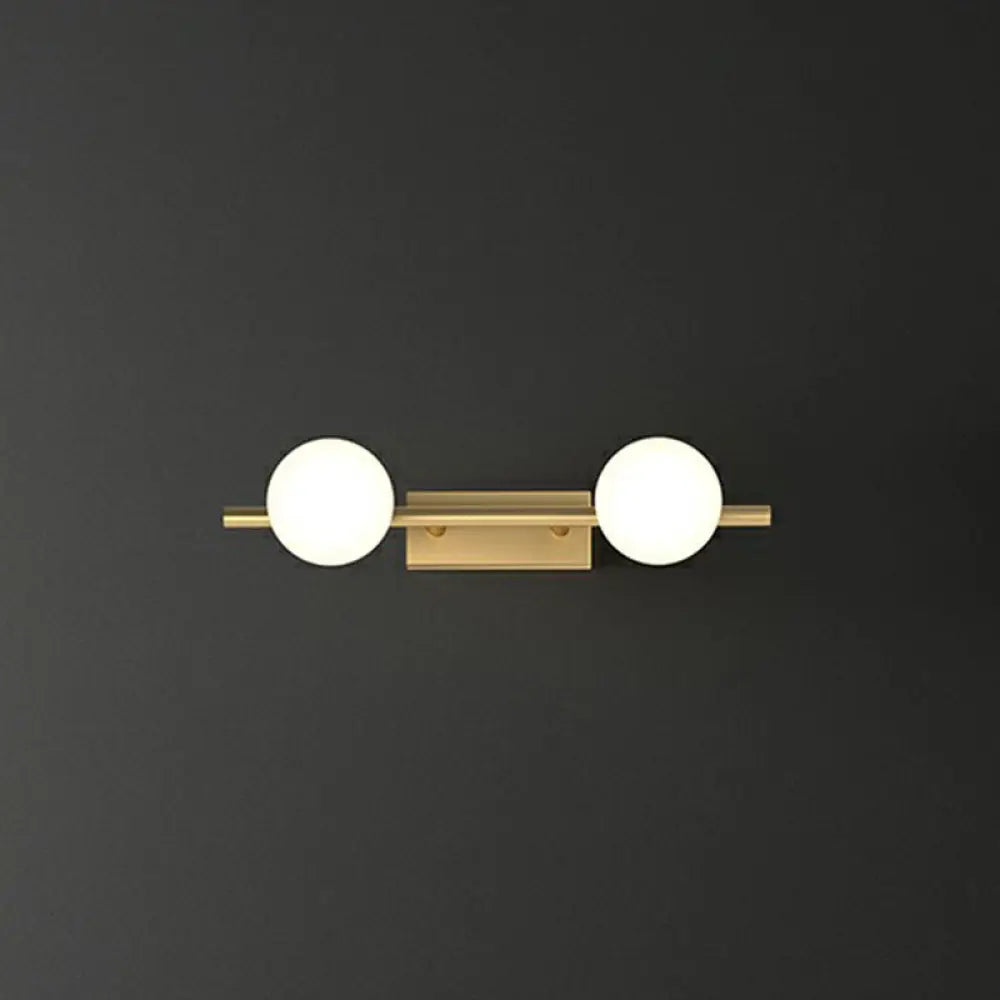 Sleek Gold Linear Vanity Wall Light With Milky Ball Glass Sconce For Bathroom 2 /