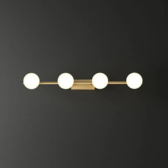 Sleek Gold Linear Vanity Wall Light With Milky Ball Glass Sconce For Bathroom 4 /