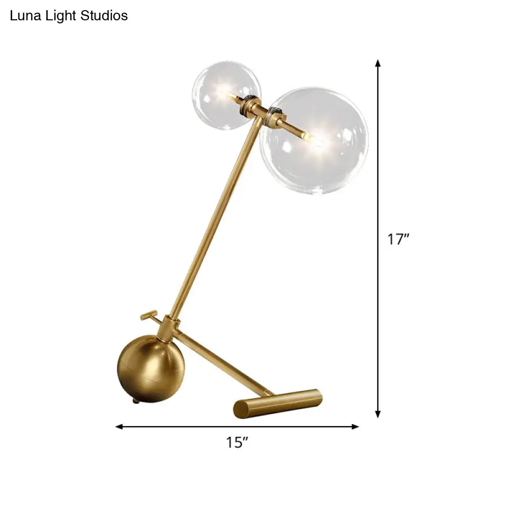 Sleek Gold Orb Nightstand Lamp - Simplicity Design Single Bulb Metal Light For Night Table With