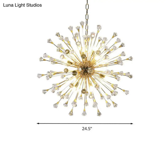 Sleek Gold Sputnik Pendant Light With Crystal Beaded Accents - Postmodern Hanging Fixture