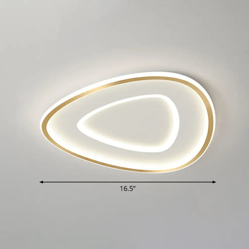 Sleek Gold Teardrop Led Ceiling Light Flush Mount - Simplicity & Style / 16.5’ White