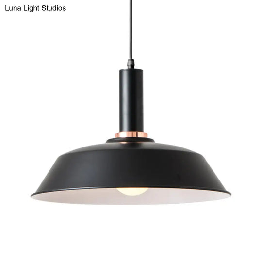Modernist Style Metallic Barn Suspended Light: Light & Dark Green 1 Living Room Hanging Lamp Black