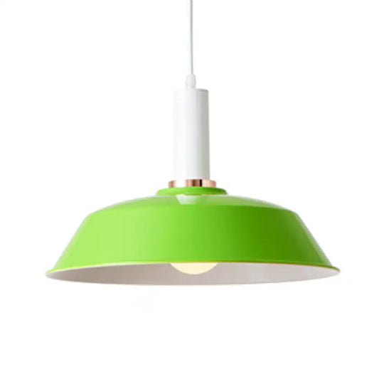 Sleek Green Barn Suspended Light: Modernist Metallic Living Room Hanging Lamp Light