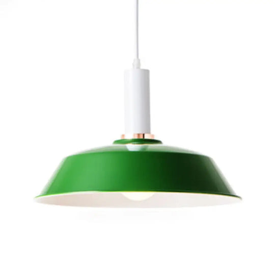 Sleek Green Barn Suspended Light: Modernist Metallic Living Room Hanging Lamp Dark