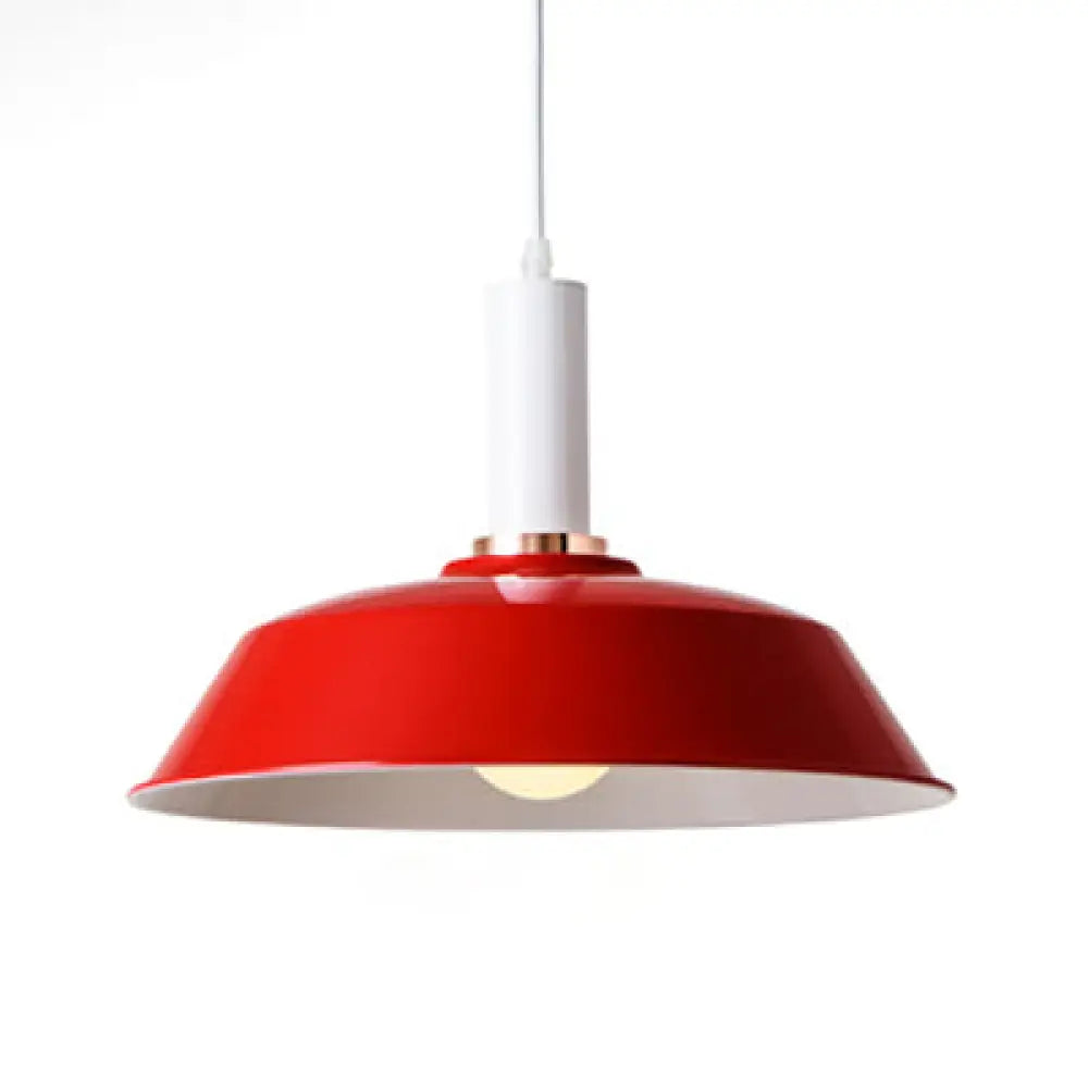 Sleek Green Barn Suspended Light: Modernist Metallic Living Room Hanging Lamp Red