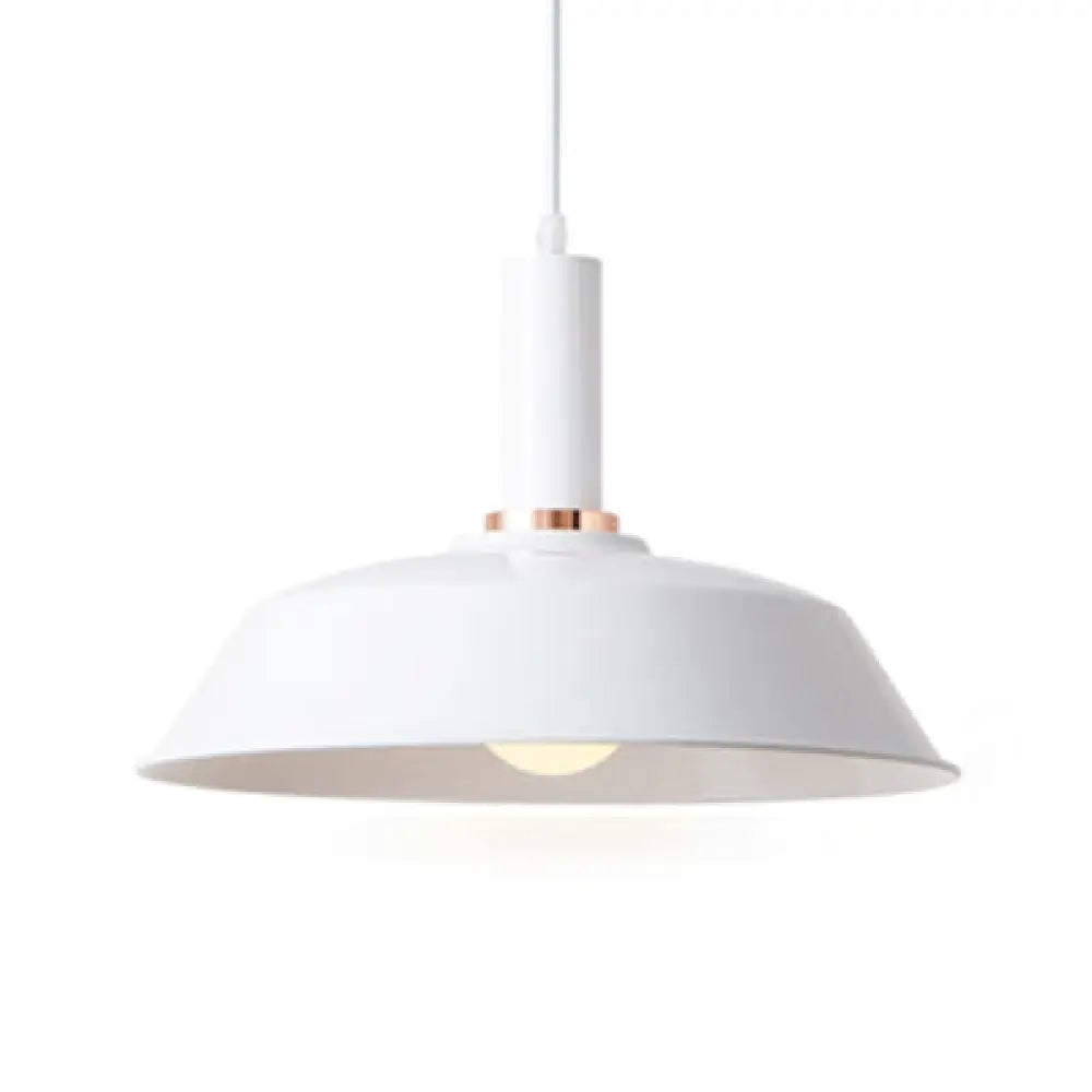 Sleek Green Barn Suspended Light: Modernist Metallic Living Room Hanging Lamp White