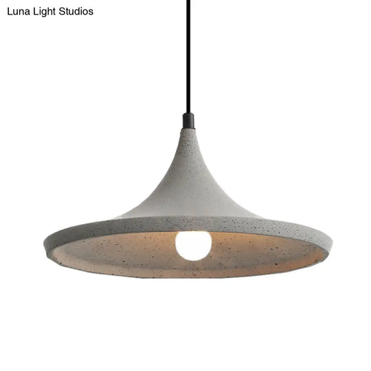 Sleek Grey Cement Cone Suspension Pendant Ceiling Light - Ideal For Dining Rooms