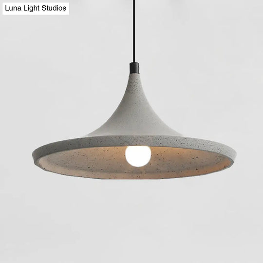 Sleek Grey Cement Cone Suspension Pendant Ceiling Light - Ideal For Dining Rooms