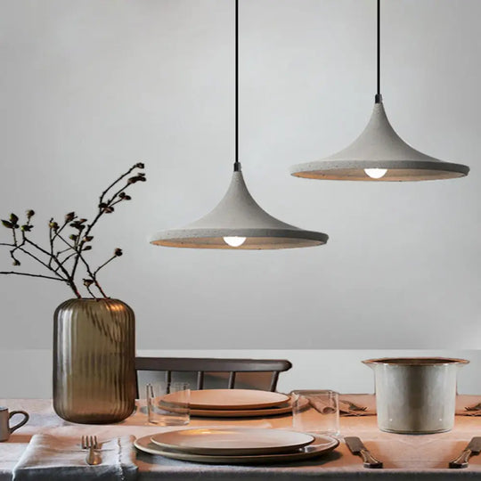 Sleek Grey Cone Suspension Pendant Ceiling Light For Dining Room