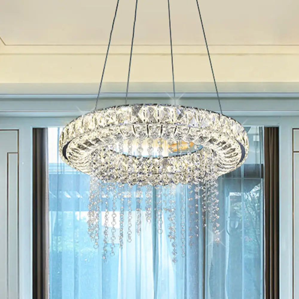 Sleek Hoop Chandelier Pendant With Clear Crystal And Led Suspension Light