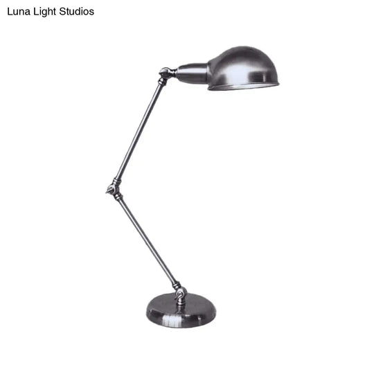 Sleek Industrial Brass/Chrome Swing Arm Desk Lamp With Dome Shade - Ideal For Reading