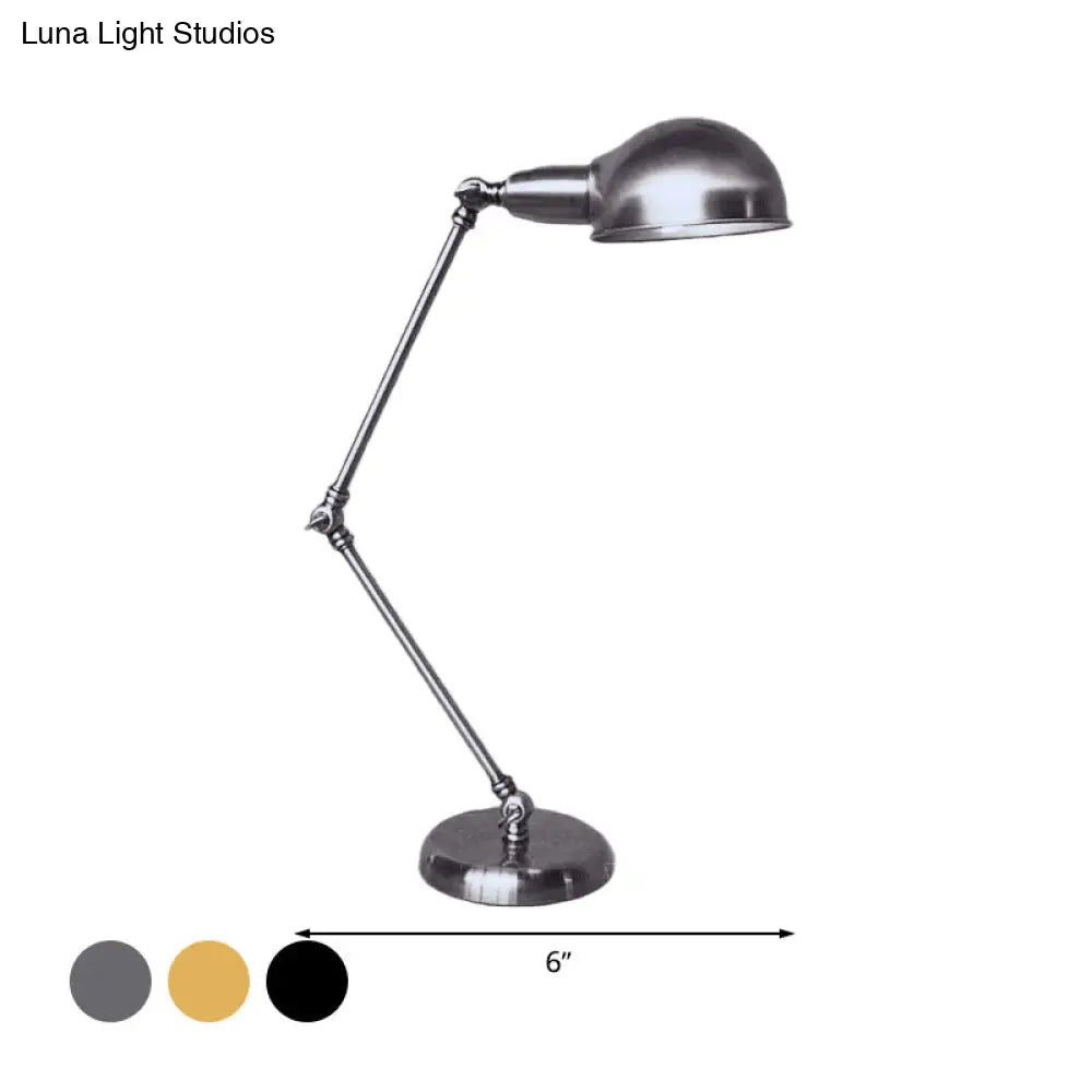 Sleek Industrial Brass/Chrome Swing Arm Desk Lamp With Dome Shade - Ideal For Reading