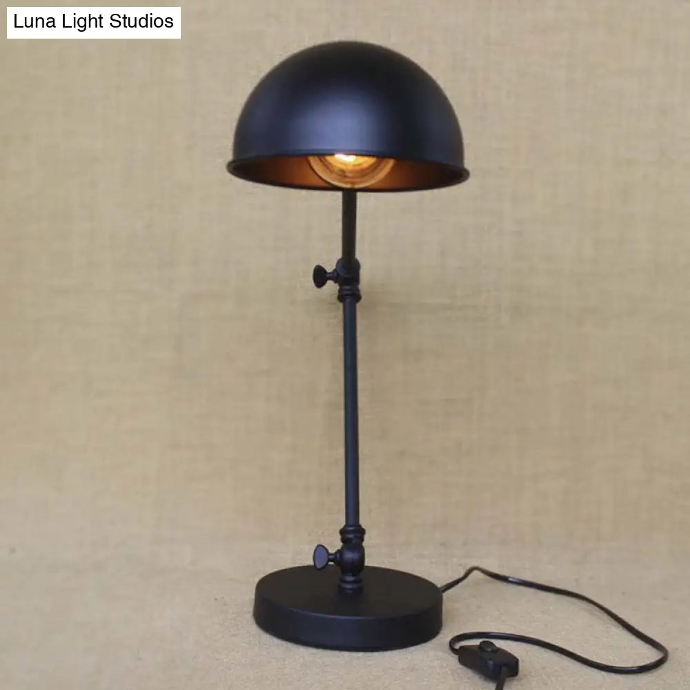 Sleek Industrial Brass/Chrome Swing Arm Desk Lamp With Dome Shade - Ideal For Reading