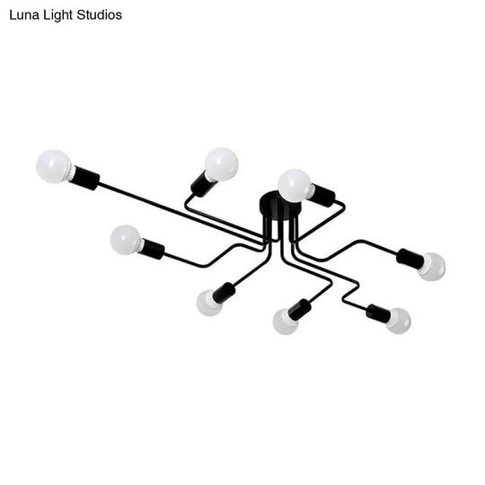 Sleek Industrial Metallic Semi Flush Ceiling Light For Living Room - Maze Mount Lighting