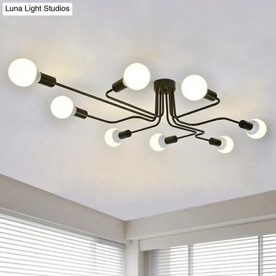 Sleek Industrial Metallic Semi Flush Ceiling Light For Living Room - Maze Mount Lighting