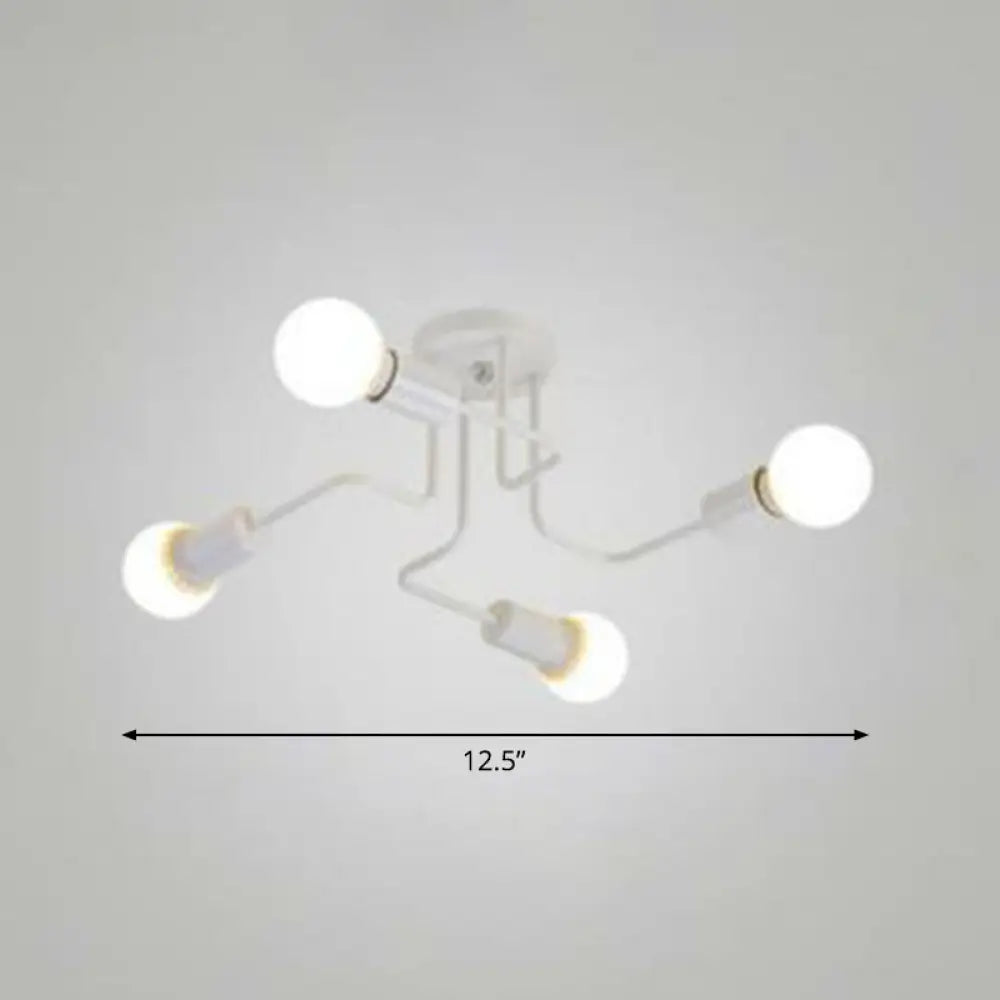 Sleek Industrial Metallic Semi Flush Ceiling Light For Living Room - Maze Mount Lighting 4 / White