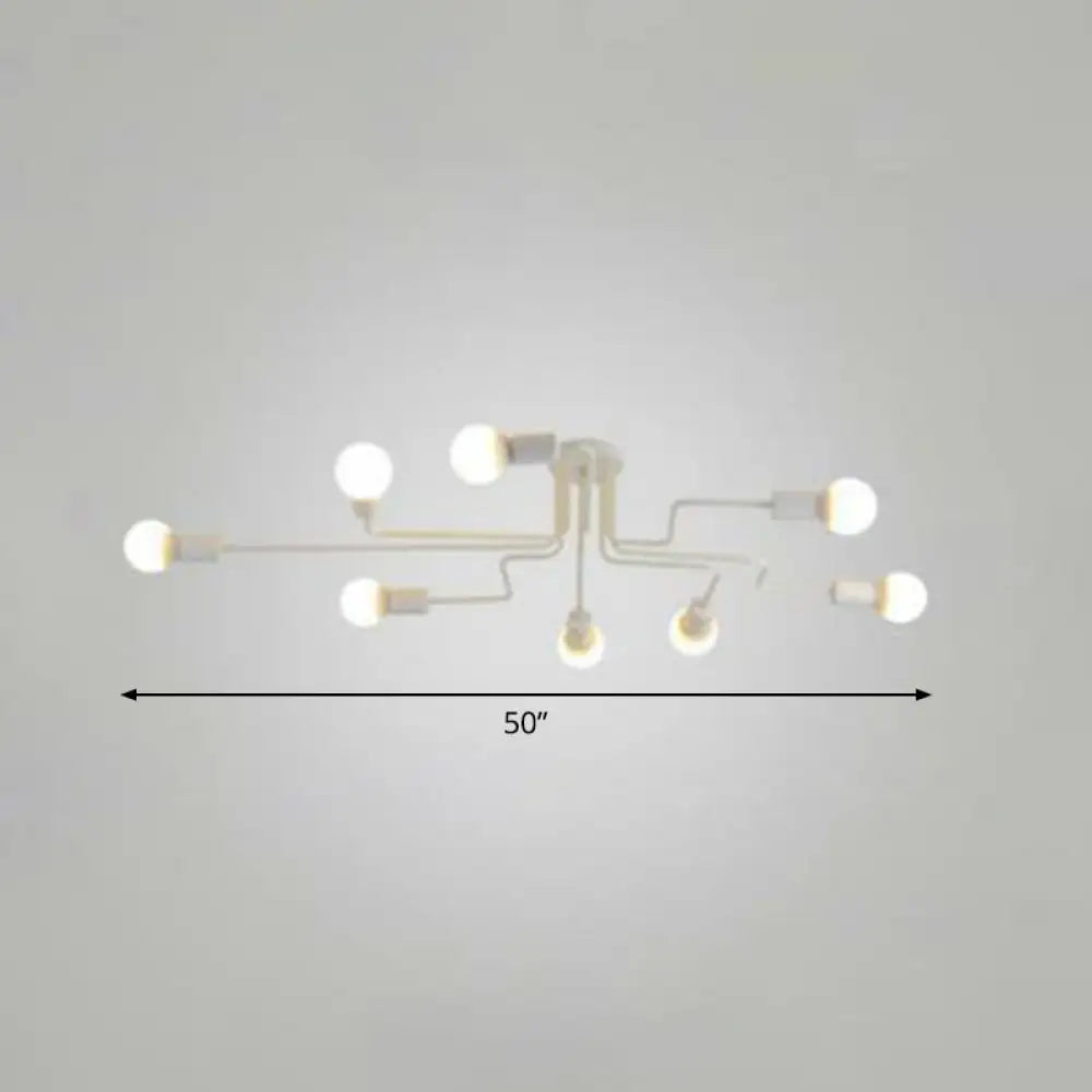 Sleek Industrial Metallic Semi Flush Ceiling Light For Living Room - Maze Mount Lighting 8 / White